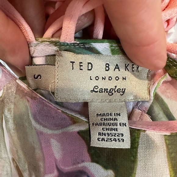 Ted Baker Pink and Green Floral Dress sheer cover up - Picture 4 of 4